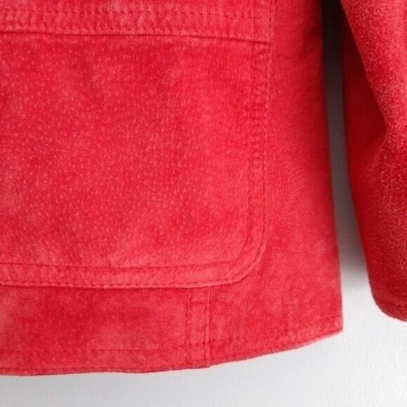 DAVID BROOKS Genuine Suede Leather Jacket Red Sz M Petite - Picture 3 of 15